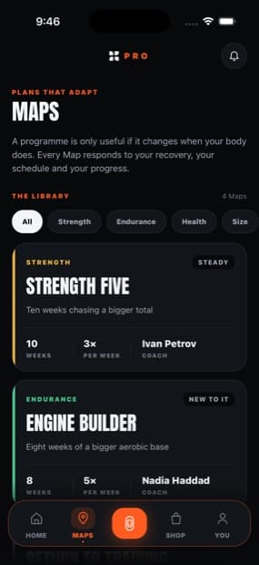 The Maps library in the actual Terrifit native app