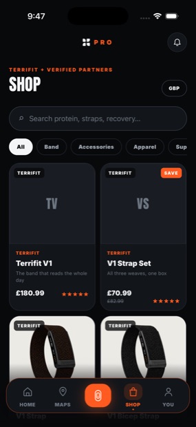 Terrifuel, straps and the band, in your own currency.